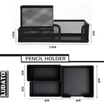 4 Pieces 3 Compartments Mesh Pen Holder Desk Organizers Caddy and Accessories for Desk