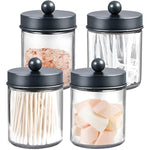4 Pack Apothecary Jars Bathroom Vanity Storage Organizer Set