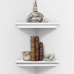 Wall Mounted Wood Corner Shelves - Set of 2