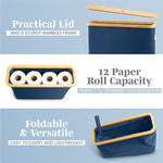 Bamboo Toilet Paper Holder Basket for Bathroom