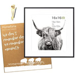 16x16 inch Tempered Glass Square Picture Frame Wall Hook Included