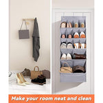 Large Deep Pockets Door Shoe Rack with 3 Hooks