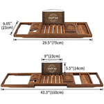 Expandable Bath Tray for Tub with Upgraded Wine Slots and Book Holde