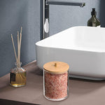 Qtips Holder Storage with Wood Lids, Cotton Ball/Swabs Dispenser, Apothecary Container Jar 3 Pcs