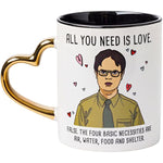 14 Ounce The Office Dwight All You Need is Love Metallic Shaped Handle Ceramic Mug