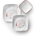 Triple Layer Glass And Chip Resistant Lightweight Square Plates And Bowls Set