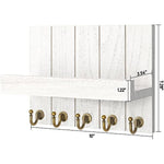 Elegant 5 Sturdy Key Hooks with Wooden Floating Shelf for Exclusive Designer Vintage Decor
