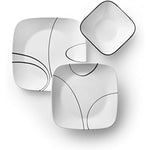 Triple Layer Glass And Chip Resistant Lightweight Square Plates And Bowls Set