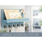 Elegant 5 Sturdy Key Hooks with Wooden Floating Shelf for Exclusive Designer Vintage Decor