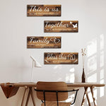 4 Pieces Rustic Wooden Brown Farmhouse Wall Art - 4.7 x 13.8 Inch