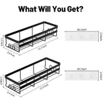 2 Pack Adhesive Black Bathroom Organizers With Hooks