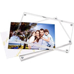 24mm Thick Frameless Clear Picture Frame, Free Standing Desktop Display Stand Acrylic Picture Frames