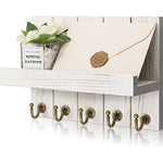 Elegant 5 Sturdy Key Hooks with Wooden Floating Shelf for Exclusive Designer Vintage Decor