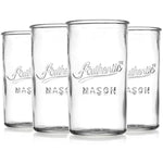 Set Of 4 Authentic Mason Vintage Glassware Clear Glass Tumblers For Cocktails