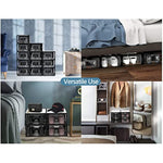 Large Shoe Organizers Storage Boxes For Closet 12 Pack Kuject Clear Plastic Stackable Shoe Containers Bins With Lids Great Substitute For Shoe Rack Under Bed Shoe Storage For Entryway Drop Front Fit Up To Womens Size 12 Black
