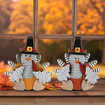 Wooden Indoor Tabletop Turkey Decor for Thanksgiving