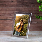 Minimalist Picture Frame Acrylic Glass Photo Frame with Magnetic Desktop Display Horizontally or Vertically