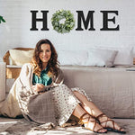 Wood Home Letters for Wall Art with Artificial Eucalyptus