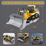 Remote Control Bulldozer Rc 1 16 Full Functional Construction Vehicle For Kids Age 6 7 8 9 10 And Up Years Old