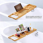 Expandable Bath Tray for Tub with Upgraded Wine Slots and Book Holde