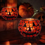 osaic Glass tealight Holders with Maple Leave for Halloween & Thanksgiving Party Decorations