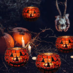 osaic Glass tealight Holders with Maple Leave for Halloween & Thanksgiving Party Decorations