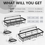 4 Pack Adhesive Bathroom Shelves for Storage and Organization - Black