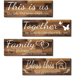 4 Pieces Rustic Wooden Brown Farmhouse Wall Art - 4.7 x 13.8 Inch