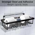 4 Pack Adhesive Bathroom Shelves for Storage and Organization - Black