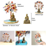 Buddha Statue with Healing Crystal Tree, Tree of Life for Positive Energy