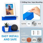 Floating Hanging Shelves with Cable Clips for Bedroom & Gaming Room - Set Of 2