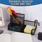 4 Pieces 3 Compartments Mesh Pen Holder Desk Organizers Caddy and Accessories for Desk