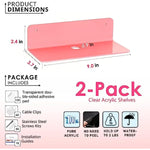 Floating Hanging Shelves with Cable Clips for Bedroom & Gaming Room - Set Of 2