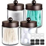 4 Pack Apothecary Jars Bathroom Vanity Storage Organizer Set