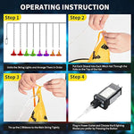 8Pcs Hanging Glowing Witch Hats with 44ft 104LED Halloween Lights