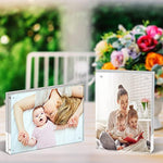 24mm Thick Frameless Clear Picture Frame, Free Standing Desktop Display Stand Acrylic Picture Frames