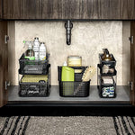 Multipurpose Organizer with Divided Slide-Out Storage Bins for Bathroom