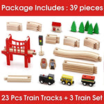 74 Pcs Wooden Train Set With Battery Operated Train Wooden Tracks