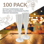 100 Bulk Pack Silver Glitter Plastic Champagne Flutes 4 5 Oz