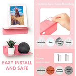 Floating Hanging Shelves with Cable Clips for Bedroom & Gaming Room - Set Of 2