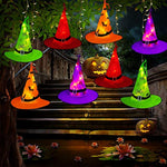 8Pcs Hanging Glowing Witch Hats with 44ft 104LED Halloween Lights