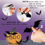 140PCS Realistic PVC 3D Black Scary Bat Sticker for Creepy Home Decor Halloween Party