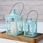 Luminous White Metal Lantern Tea Light Holder Medium Rustic Home Decor Lantern