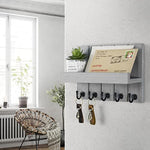 Elegant 5 Sturdy Key Hooks with Wooden Floating Shelf for Exclusive Designer Vintage Decor