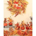 Set of 6 Artificial Pumpkin Decor, Decorative Pumpkin with Maple Leaves