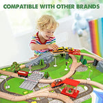 74 Pcs Wooden Train Set With Battery Operated Train Wooden Tracks