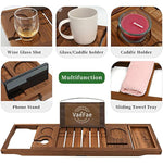 Expandable Bath Tray for Tub with Upgraded Wine Slots and Book Holde