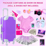 Doll Travel Suitcase Play Set With 18 Inch Doll Clothes And Accessories Including Sunglasses Camera Computer Phone Ipad Travel Pillow Ect
