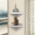Wall Mounted Wood Corner Shelves - Set of 2