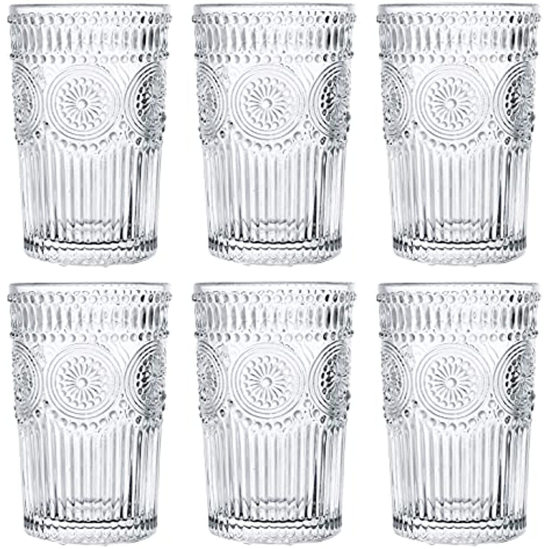 6 Pack 12 Oz Romantic Water Glasses Premium Drinking Glasses Tumblers